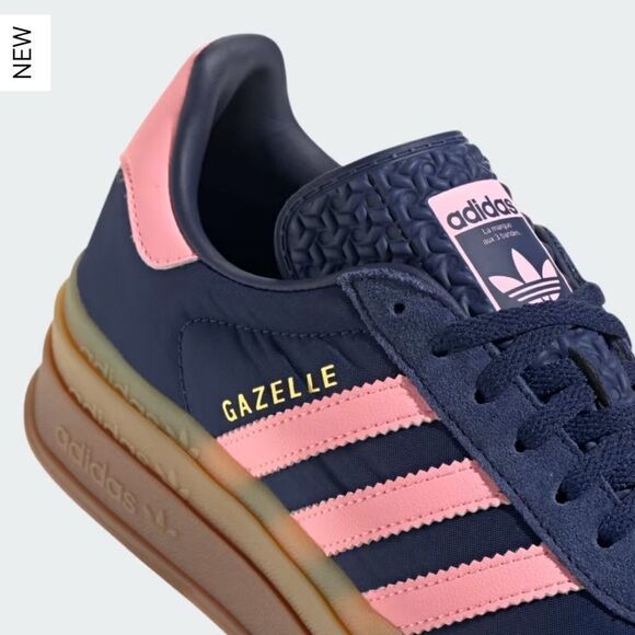 NWT Adidas Gazelle Bold Platform Shoes Dark Blue Pink Spark Women’s Size 7.5 - Picture 6 of 15